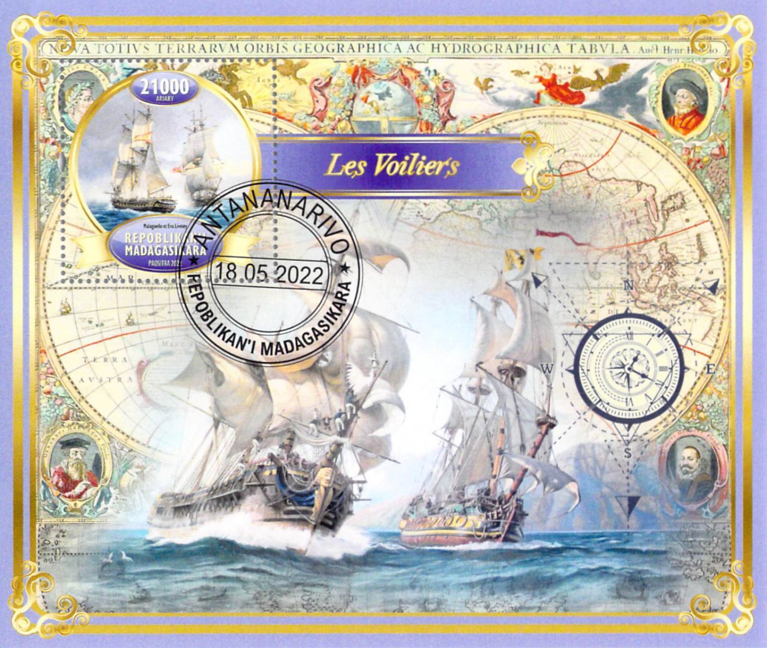 Madagascar 2022 Sheet  Sailing ships 1 value (TS0091)