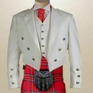 White Scottish Prince Charlie Kilt Jacket and 5 Button Waistcoat/Vest
