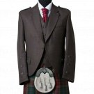 Men Brown Wool Scottish Kilt Jacket with Waistcoat