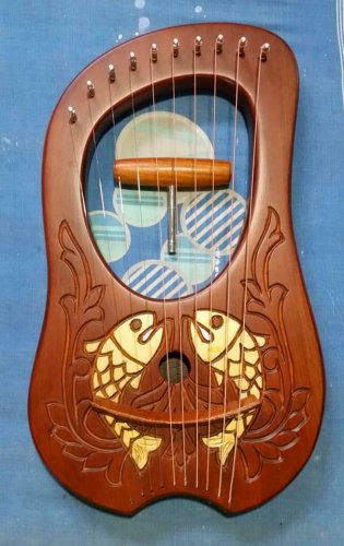 Lyra Harp Rosewood 10 Metal Strings/Lyre harp Shesham Wood Free Case Tuning key