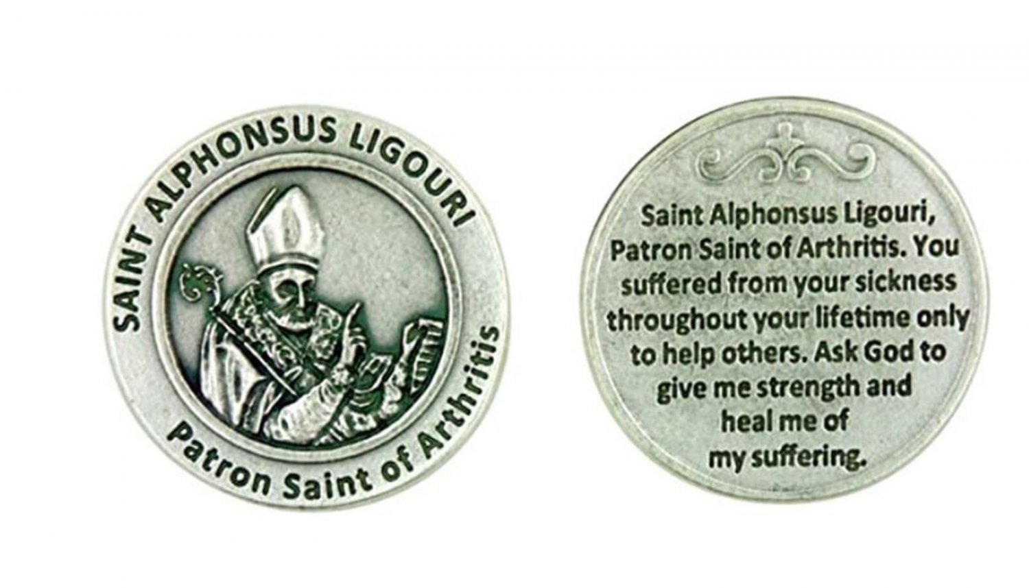 Patron Saint of Arthritis St Alphonsus Ligouri Pocket Token with Prayer