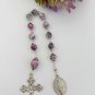 Pink Marble One Decade Pocket Rosary with Pink Velvet Pouch Catholic Faith