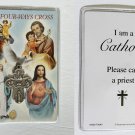Four Way Cross Laminated Catholic Holy Card with Medal I Am Catholic Call Priest