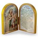 St Joseph Gold Tirim Wooden Diptych Italian Catholic Art Work  Bi-Fold Plaque