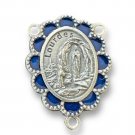Our Lady of Lourdes Scalloped Edge Blue Enamel Rosary Center Italian Centerpiece