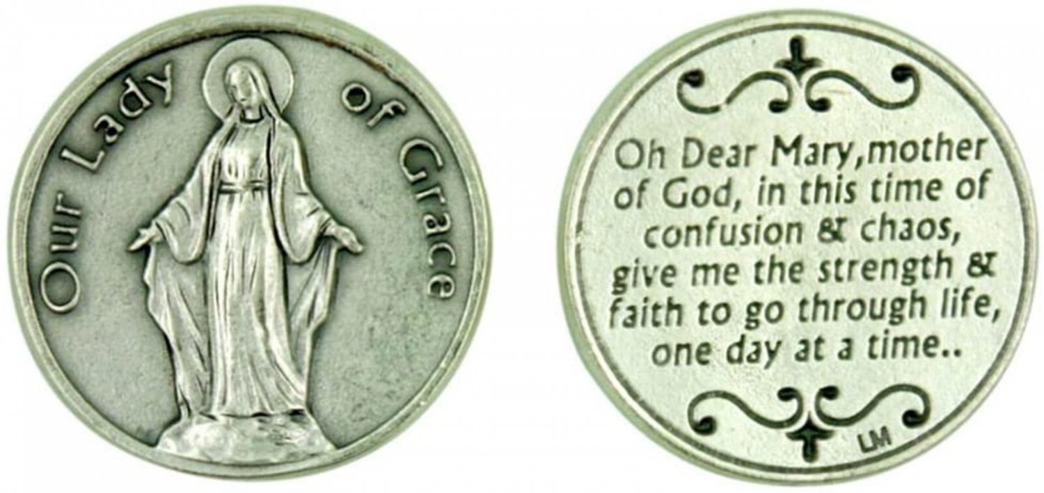 Our Lady of Grace Mary Mother of God Prayer Pocket Token Catholic Coin