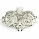 St Christopher & St Michael Medal Silver Catholic Guide & Protect Visor Clip