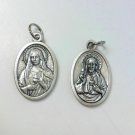 Twin Hearts Mary and Jesus Double Sided Catholic Medal Jewelry Charm