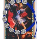 St Michael Medal Blue Corded Protection Bracelet w Prayer Card