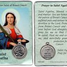 St. Agatha Healing Silver Medal in Laminated Holy Card Breast Cancer