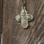 Catholic Four Way Cross Pendant Necklace Petite Religious Charm 18" Chain