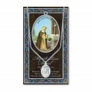 St Rose Pewter Oval Pendant Medal with Prayer Pamphlet Catholic Jewelry