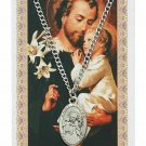 Pewter St Joseph Medal Patron of Fathers Necklace w Prayer Card