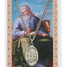 Pewter St Luke Pray for US Oval Medal Necklace w Prayer Card