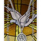 Holy Spirit Pendant Necklace w Prayer Card Catholic Faith Set