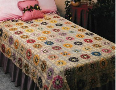 Vintage Crochet Pattern : Pansy Bedspread