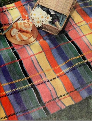 Vintage Knitting Pattern :  Striped Afghan  (1986)