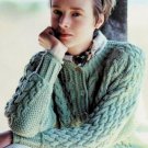 Vintage Knitting Pattern: Mock Turtleneck Sweater (pullover & cardigan) adult & child size (1995)