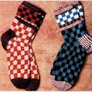 Vintage Knitting Pattern :  Checkered Socks  (1997)