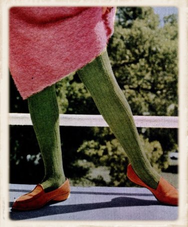 Vintage Knitting Pattern :  Ribbed Stockings (1970s)