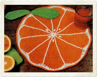 Vintage Crochet Pattern :  Orange Hot Pad / Mat  (1977)