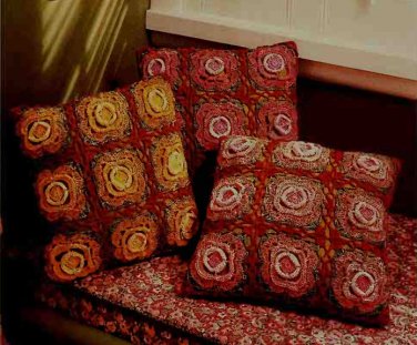Vintage Crochet Pattern :  Victorian Rose Pillow  (1977)