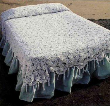 Vintage Crochet Pattern :  Tasseled Floral Bedspread (1991)
