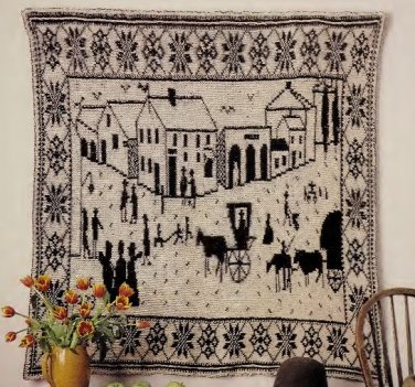 Vintage Knitting Pattern :  New England Town Afghan  (1988)