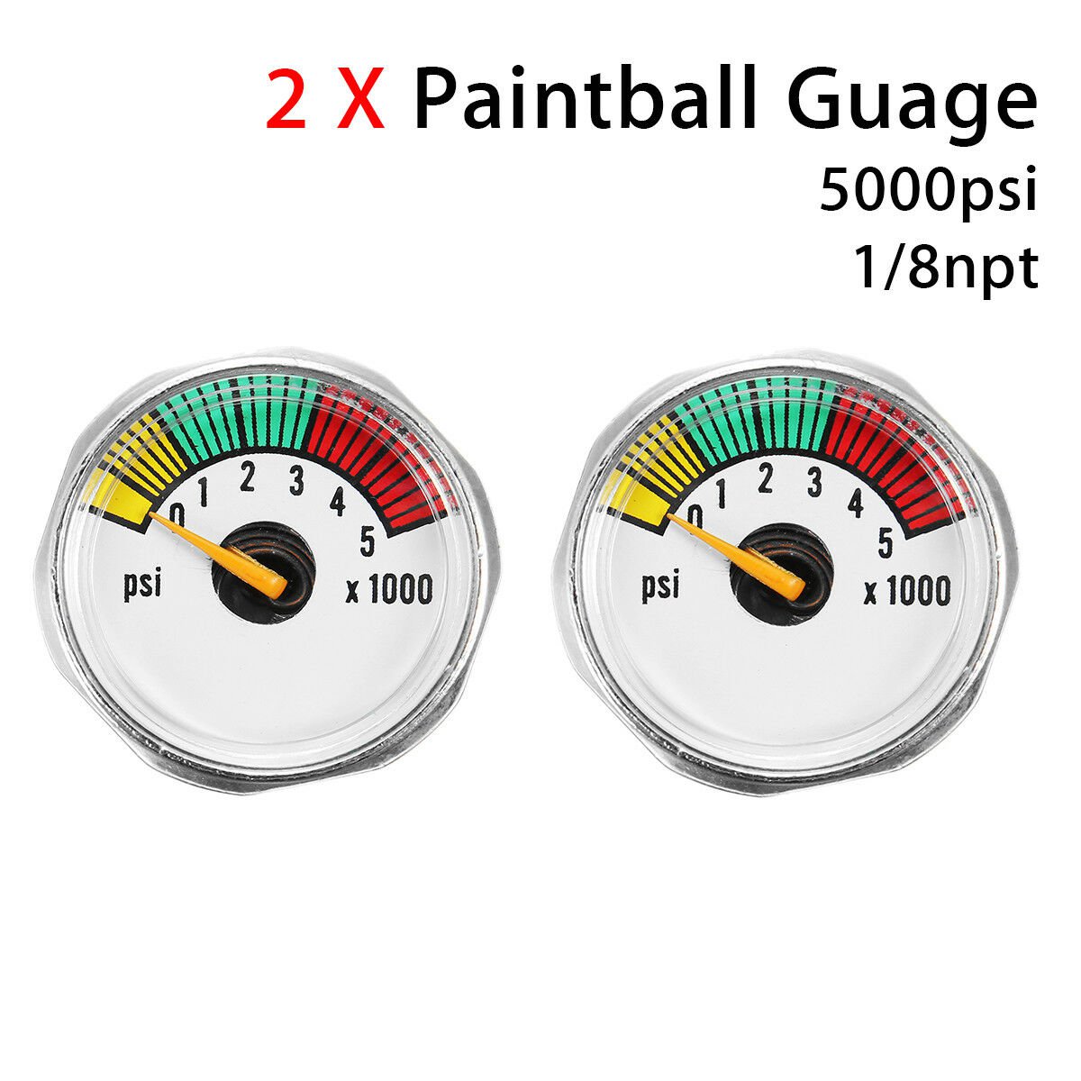 2x Custom 5000psi Mini Micro Paintball Air CO2 Pressure Gauge 1/8NPT