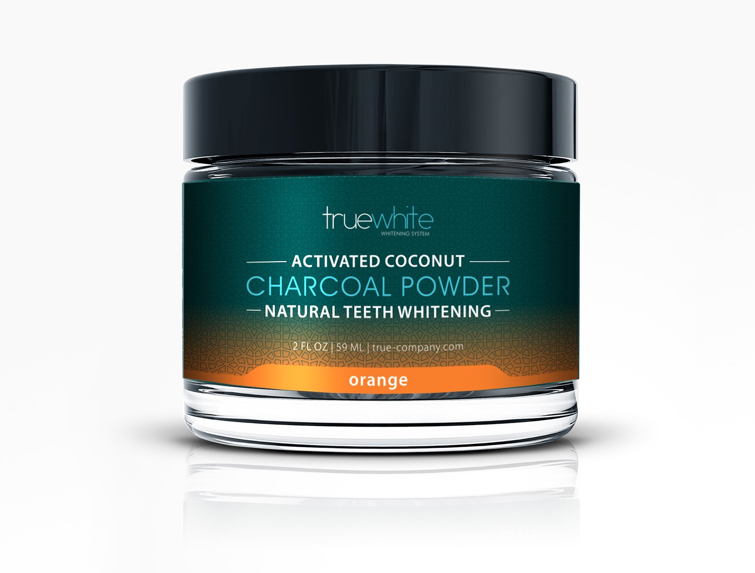 true white activated charcoal powder orange