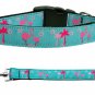 Pink Flamingo Nylon Dog Collars and Leash Combo