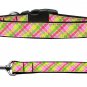Lemon Drop Plaid Nylon Dog Collars and Leash Combo