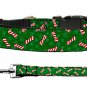 Candy Cane Bones Christmas Nylon Cat and Dog Collar and Leash Combo