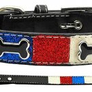 Patriotic Ice Cream Bones Faux Leather Collar and Leash Combo
