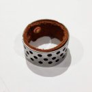 Hole-Punch Stainless Steel & Leather Ring (Brown Leather)