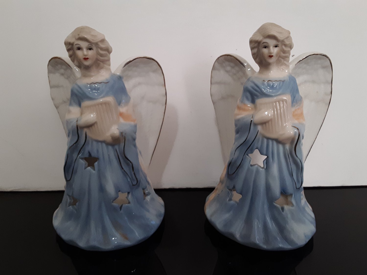2 Vintage "Angel" Ceramic Candle Holder's