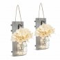 Chen Mason Jar Sconces LED - Fairy Lights,Vintage Wrought Iron Hooks, Silk...