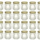 Mini Glass Jars with Lids Small Honey Jam Container Clear Storage X24, 1.5oz