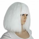 eNilecor Short Fluffy Bob Kinky Straight Hair Wigs with Bangs Synthetic Heat +