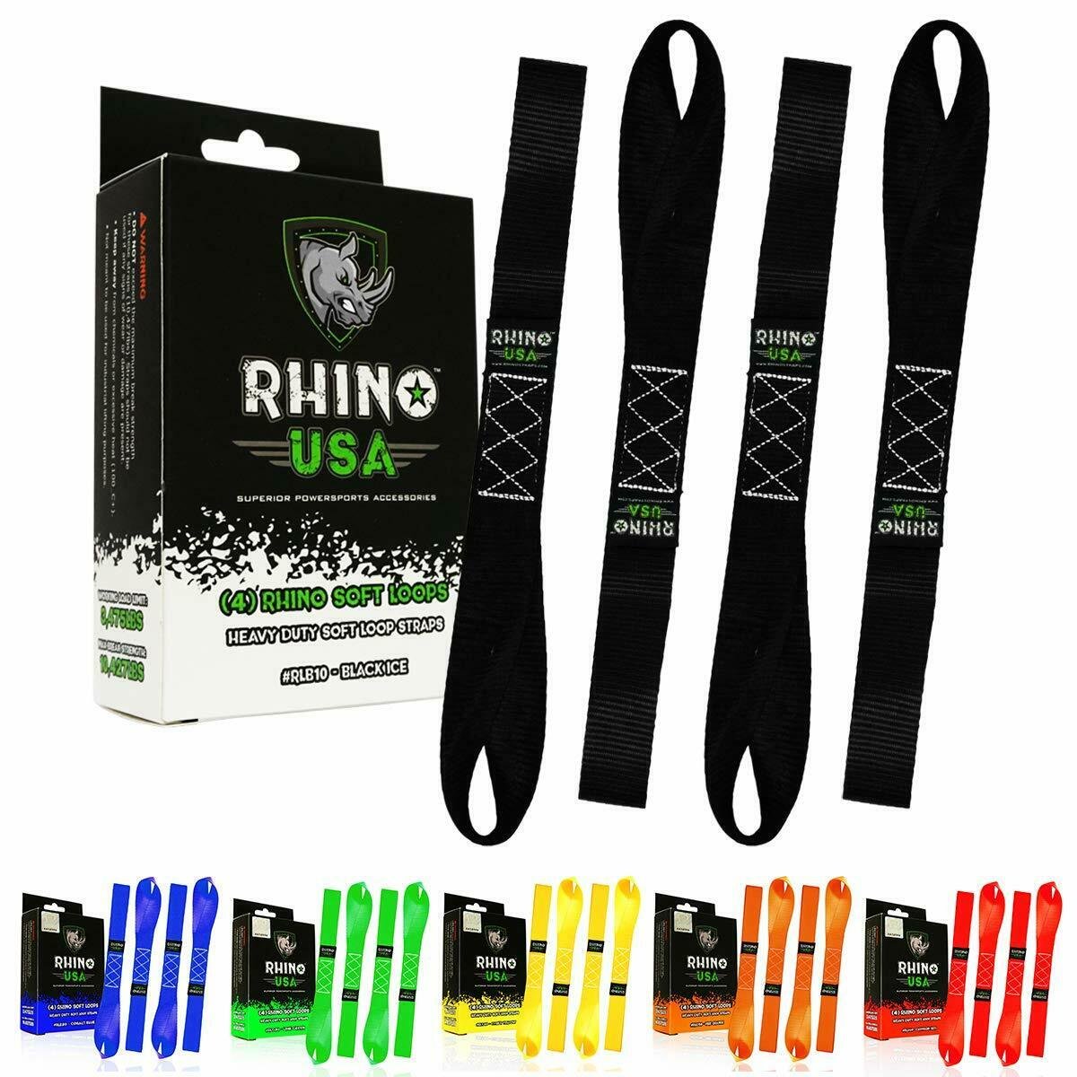 RHINO USA Soft Loop Motorcycle Tie Down Straps - Guaranteed 10,427lb Max Brea...