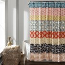 Bohemian Stripe Shower Curtain Turquoise/Orange Anthropologie Boho Quatrefoil