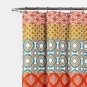 Bohemian Stripe Shower Curtain Turquoise/Orange Anthropologie Boho Quatrefoil