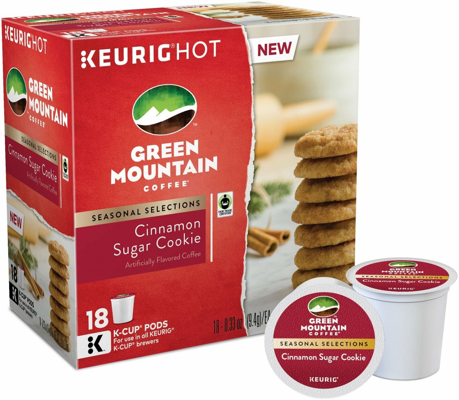 Green Mountain Coffee, Cinnamon Sugar Cookie, K-Cups for Keurig Brewers, 18 C...