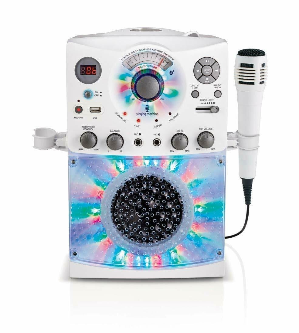 Singing Machine SML385UW Bluetooth Karaoke System with LED Disco Lights, CD+G,