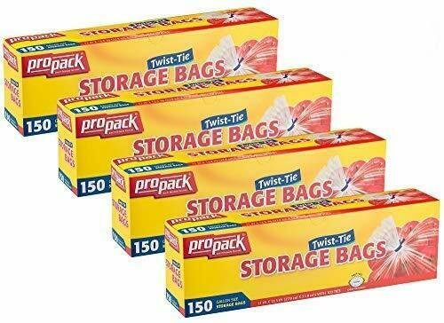 Propack Storage Bags, Twist Tie 1 Gallon 150 Count Pack of 4 600 Storage Bags ..