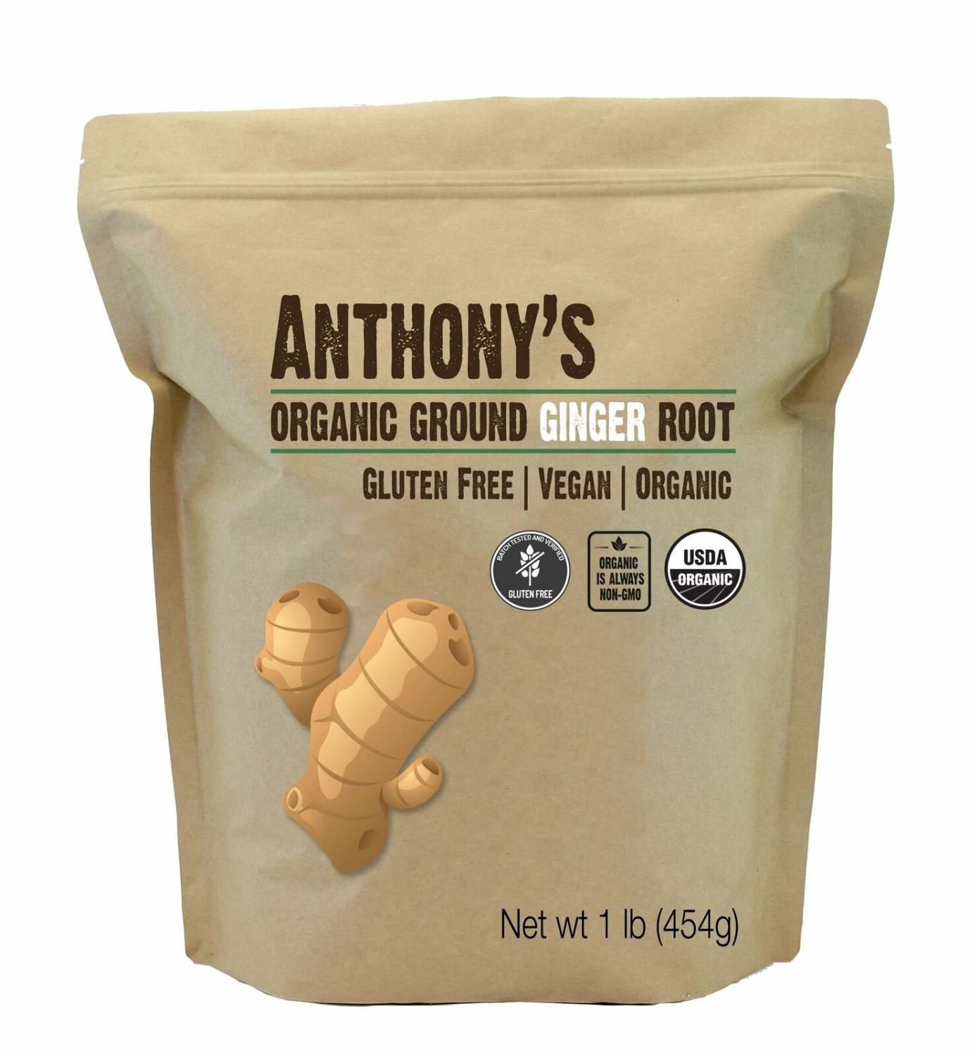 Organic Ground Ginger Root (1 Pound) by Anthony's, Gluten-Free, Non-GMO
