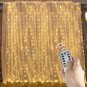 10 Ft. LED Window Curtain Icicle Lights with Remote & Timer, 300-LED Fairy...