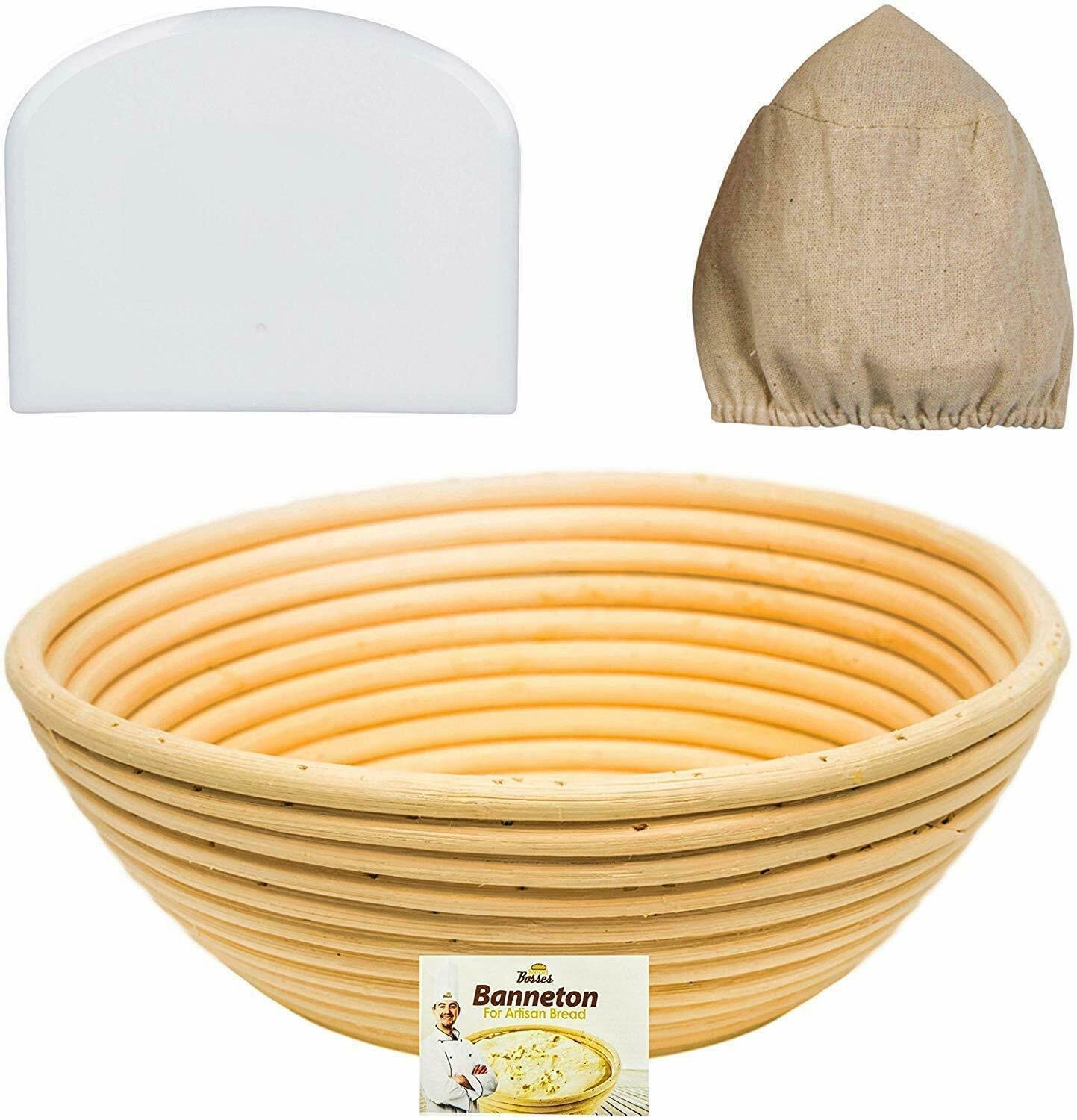 9 Inch Banneton Proofing Basket Set - for Professional and Home Bakers...