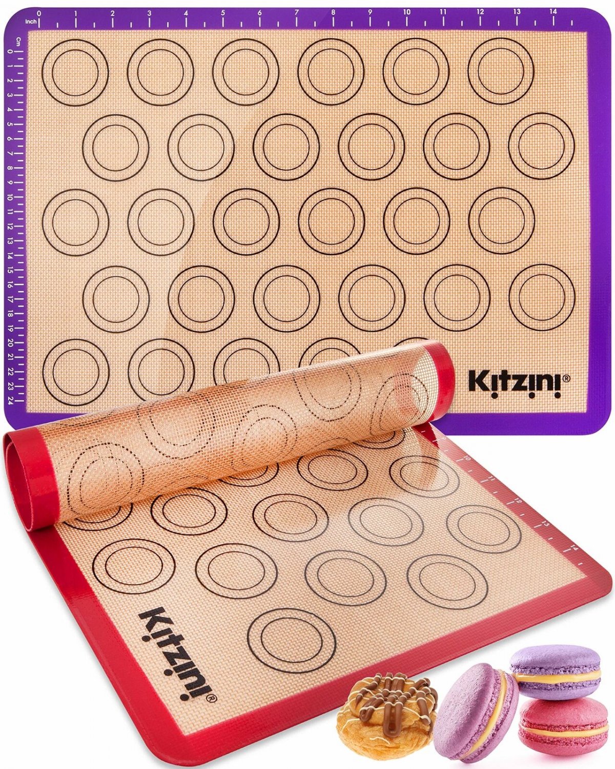 Macaron Silicone Mat Set of 2 - Two Half Non Stick Sheet Pastry Mat - Large ....