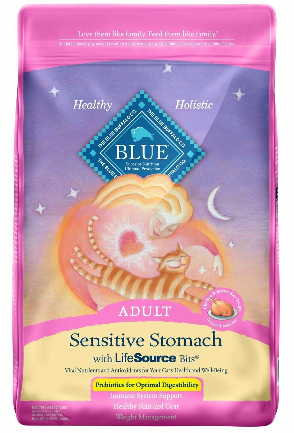 Blue Buffalo Sensitive Stomach Natural Adult Dry Cat Food, Chicken 15-lb